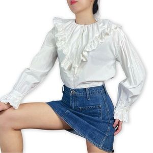 Ba&sh Cottagecore Eyelet Lace Edwardian Style Blouse Size 2